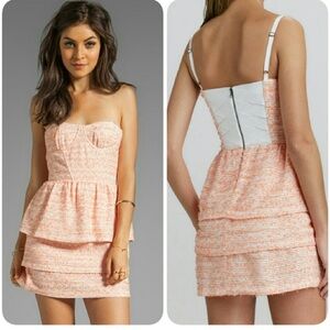 alice + olivia shellyanne tiered tweed dress
